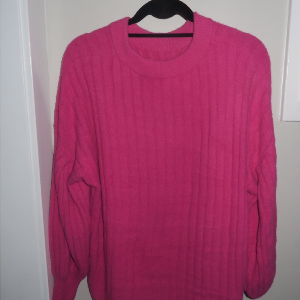 Aerie Fuchsia Crew Neck Sweater